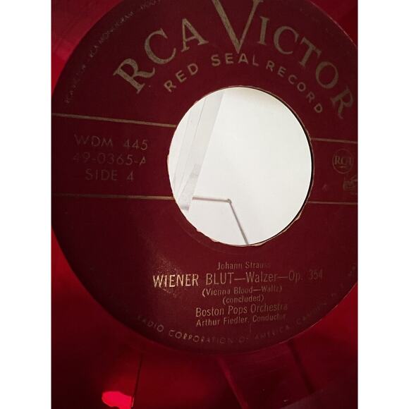 Red Vinyl Set Strauss Waltzes Boston Pops Orchestra Box Set of 4 RCA Victor 1949 - Picture 15 of 16